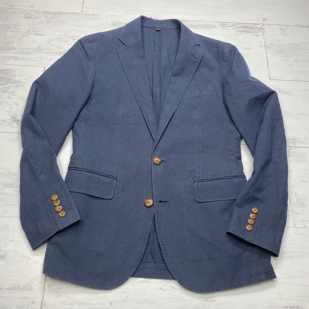 J.Crew Ludlow Slim Blazer Mens 34S Navy Baird McNutt Irish Linen Cotton Coat